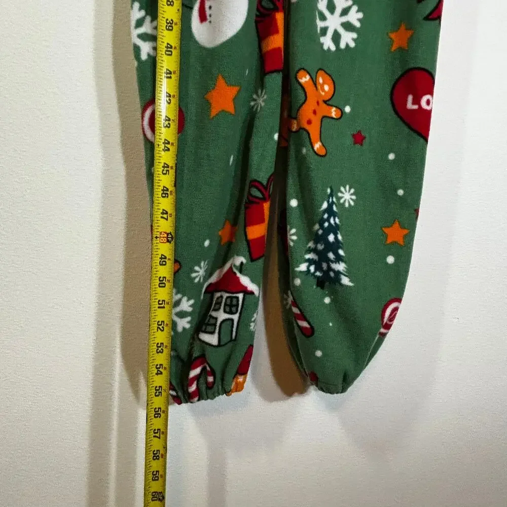 XMAS Coming Adult Size XS One Piece Pajamas Pockets Christmas Green - Picture 3 of 5